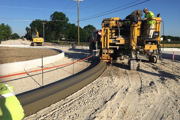 A road being readied for concrete by Karvo Paving Company's Concrete Division